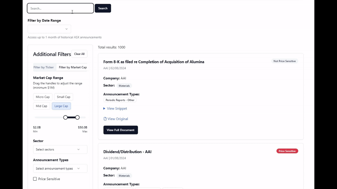 ASX Search Engine Demo